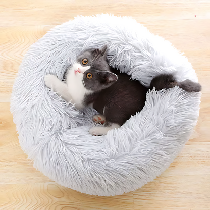 Premium Plush Cat Bed Basket - Cozy Sleeping Nest for Pets