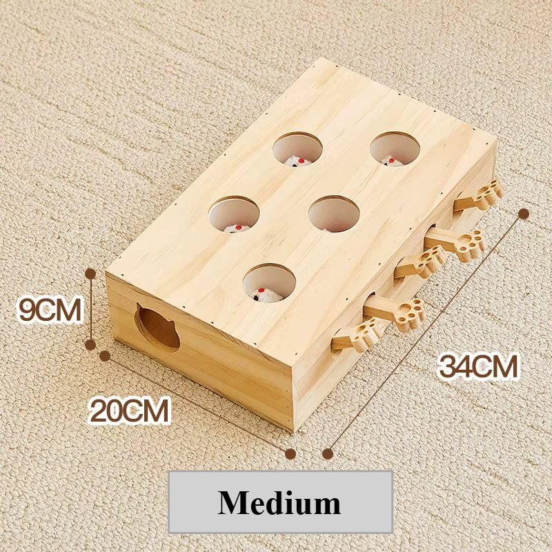 Wood Cat Toy Interactive Whack-A-Mole Catch Mouse Cat