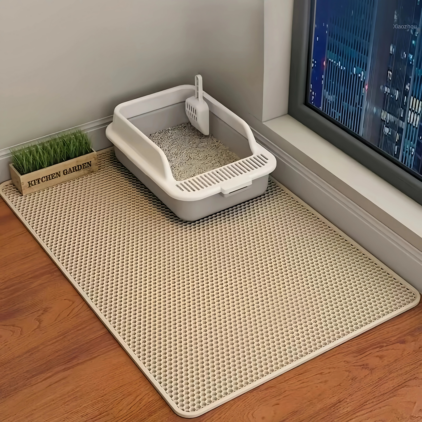 Non-Slip Waterproof Cat Litter Mat - Double Layer Wear-Resistant Filter for Pet Cleanliness