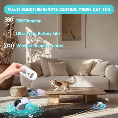 PawRacer - Interactive Cat Toy with Remote Control - 2 Speeds - Automatic Mobile Car