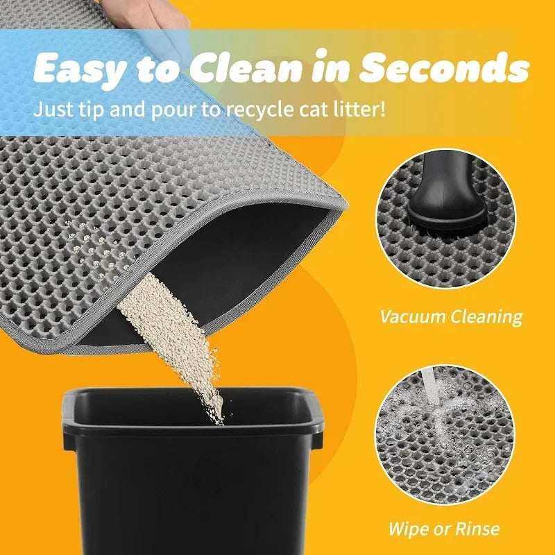 Non-Slip Waterproof Cat Litter Mat - Double Layer Wear-Resistant Filter for Pet Cleanliness