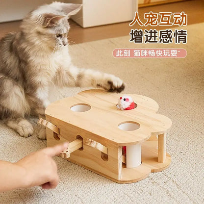 Wood Cat Toy Interactive Whack-A-Mole Catch Mouse Cat