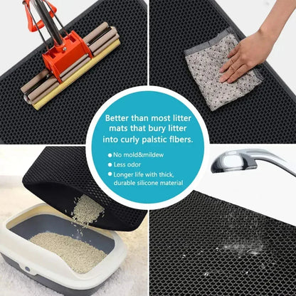 Non-Slip Waterproof Cat Litter Mat - Double Layer Wear-Resistant Filter for Pet Cleanliness